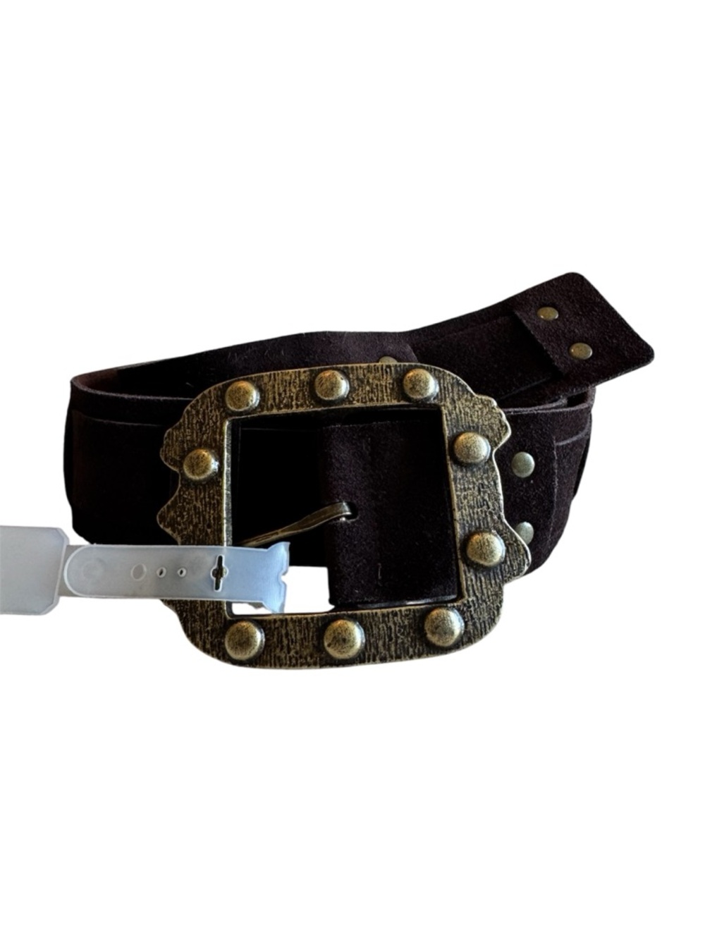 Neiman Marcus Brown Suede Leather Studded Statement Belt NWT Women M Western